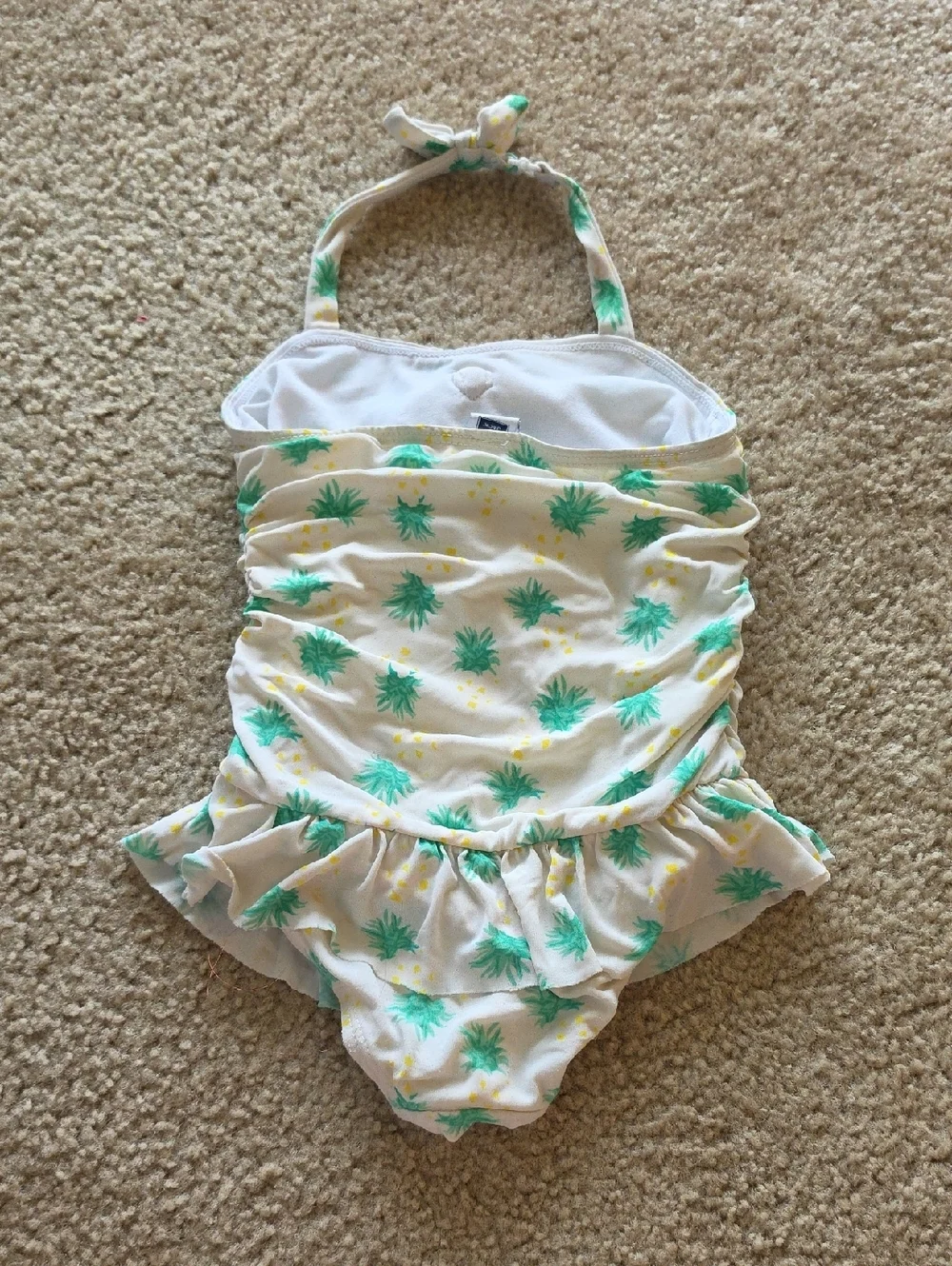 Girls' Janie And Jack White Pineapple Ruffle Halter One-Piece Swimsuit Size 2T